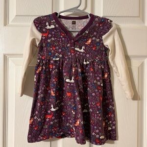 Tea Collection Girls Woodland Animal Print Dress | 18–24 Months | 100% Cotton